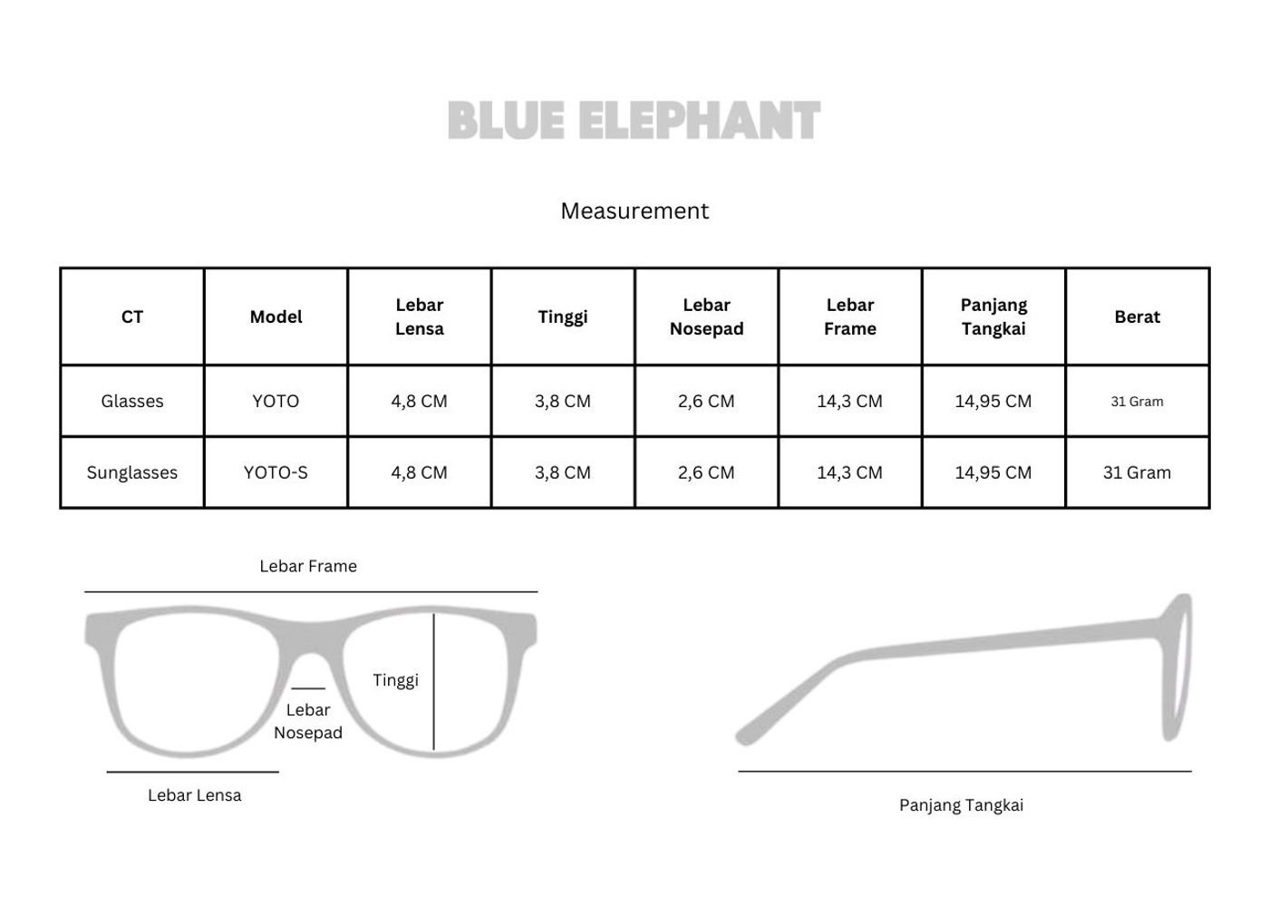 Blue Elephant Glasses Yoto Brown Crystal 6