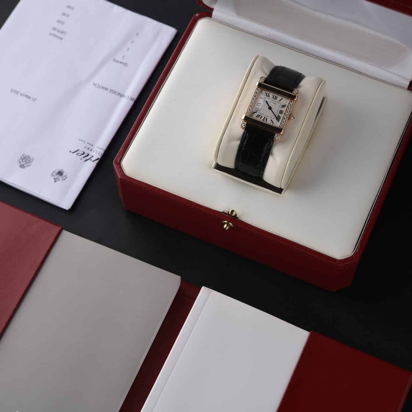 Cartier Tank Chinoise Rose Gold Factory Set Diamond Ref We300131 12