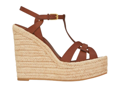 Saint Laurent Tribute Wedges Espadrille Tan
