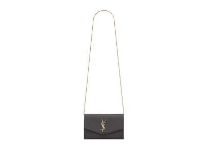 Saint Laurent Uptown Wallet on Chain Grained Storm Black